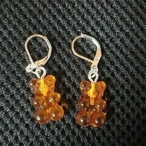 Handmade Orange Gummy Bear Earrings